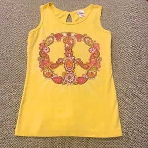 Xhilaration L 10/12 Yellow Peace Sign Tank Top